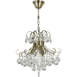 Lampa wisząca kryształowa 6255/3 21QG mosiądz Elem