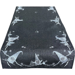 Bieżnik bożonarodzeniowy prostokątny w haftowane skrzaty BNA04-2