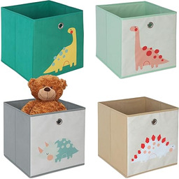 Relaxdays Zestaw 4 pudełek do przechowywania dla dzieci,