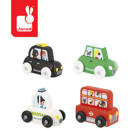 Drewniane Pojazdy Londyn 4 szt. Janod Cross Roads