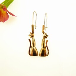 Kolczyki srebrne z kotami mini brązowymi