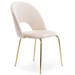 Krzesło Glamour beżowe KC-903-2 / welur, złote nogi