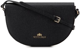 Damska saddle bag z groszkowanej skóry czarno-złota