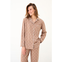 Bluzka koszulowa z bawełny flanelowej w serduszka Love