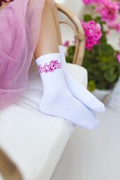 Skarpetki dziecięce z prążkowanym z napisem Baby Girl