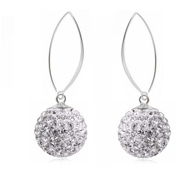 Delikatne wiszące białe kuleczki 14mm Crystal beads shamballa