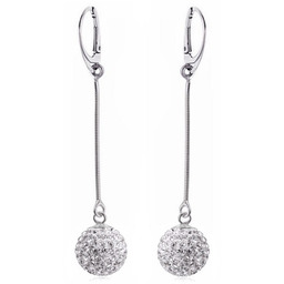 Delikatne wiszące białe kuleczki 14mm Crystal beads shamballa