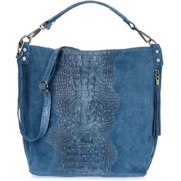 Jeansowa torebka skórzana zamszowa shopper W10