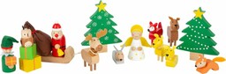 Bożonarodzeniowe figurki drewniane Święty Mikołaj z prezentami