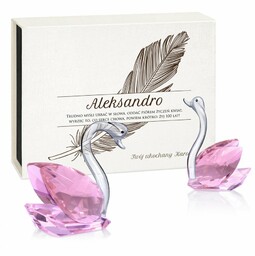 Łabędzie kryształowe w pudełku z nadrukiem dla dziewczyny