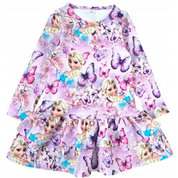 Sukienka 104 Fioletowa Z Falbankami Elsa I Anna