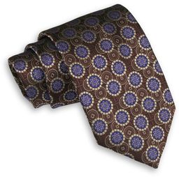 Brązowy Męski Krawat -Chattier- 8cm, Klasyczny, Szeroki, Elegancki,