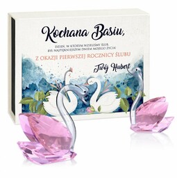Łabędzie kryształowe w pudełku z nadrukiem dla niej