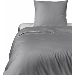 Komplet Pościeli Pure 140x200 Makosatyna Jasnoszara Luksusowa 100%