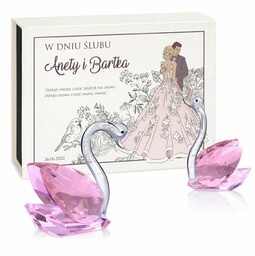Łabędzie kryształowe w pudełku z nadrukiem dla pary