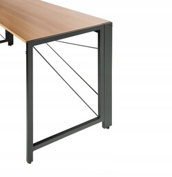 Biurko Komputerowe Quick Czarne/Golden Teak Loftowe Składane Prostokątne