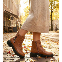 Zimowe brązowe botki trapery