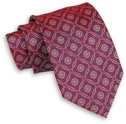 Czerwony Mieniący Męski Krawat -Chattier- 7,5cm, Klasyczny, Szeroki,