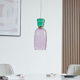 Lampa wisząca szklana Fay Lucande, fioletowy / różowy
