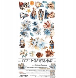 ZESTAW DODATKÓW do scrapbookingu kolekcja Cozy Winterland FLOWERS