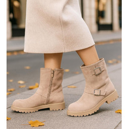 Zimowe botki saszki z ociepleniem beżowe