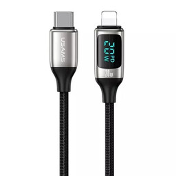 USAMS Kabel pleciony U78 USB-C na Lightning LED