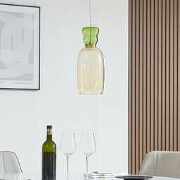 Lampa wisząca szklana Fay Lucande, żółty / pomarańczowy,