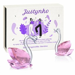 Łabędzie kryształowe w pudełku z nadrukiem dla przyjaciółki