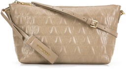 Damska torebka crossbody ze skóry z przeszyciami beżowa