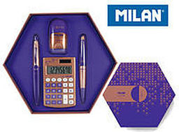 Zestaw upominkowy/komplet MILAN COPPER temperówko-gumka/długopis/ołówek automatyczny/kalkulator fioletowy /08740/