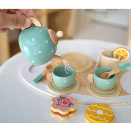 ZESTAW DO HERBATY KAWY DLA DZIECI DREWNIANY SERWIS