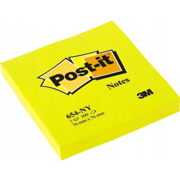 Post-It 7100180386, Prostokąt, Żółty, Papier, 76 mm, 76