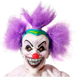 ATOSA maska lateksowa halloween klaun fioletowe włosy