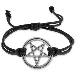 BRANSOLETKA CZARNA PENTAGRAM rock kolor czarny pentagram gwiazda