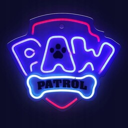 Hanging neon Led Paw Patrol on plexiglass Logo