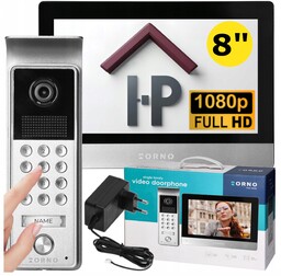 Wideodomofon Domofon Full Hd 8" Z Szyfratorem