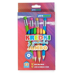 Kredki Ołówkowe Jumbo Z Gumką 12Kol. Penword