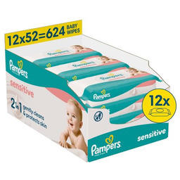 Pampers Sensitive Chusteczki nawilżane, 12x52szt. (łącznie 624 szt)