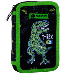 Piórnik z wyposażeniem dwukomorowy dla chłopca, ASTRABAG, dinozaury,