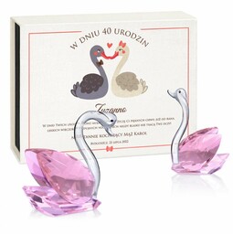 Łabędzie kryształowe w pudełku z nadrukiem dla żony