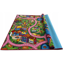 Dywan Dla Dzieci 160x200 Różowe Miasteczko Farma