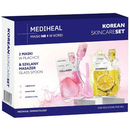 MEDIHEAL SET Maseczki w płachcie 2x24ml + szklany