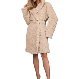 Krótki szlafrok damski L&L 2553 Valentina beżowy