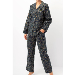 Flanelowa piżama damska KEY LNS 706 B25 granatowa