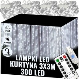 EXTRALINK Kurtyna dekoracyjna EX.95405 300 LED USB 3
