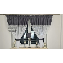 Firanka Gotowa Z Serduszkiem Biały Woal Do Kuchni