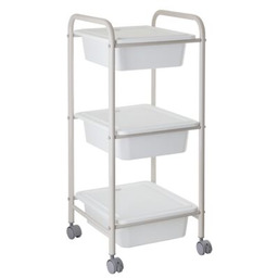 Regał na kółkach 2008 z pojemnikami biało-beżowy AWD