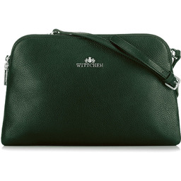 Damska listonoszka ze skóry trapezowa mała zielona