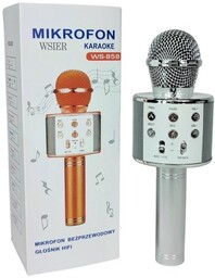 Mikrofon Karaoke Z Głośnikiem Srebrny