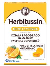 Herbitussin Miód i Cytryna, 12 pastylek do ssania